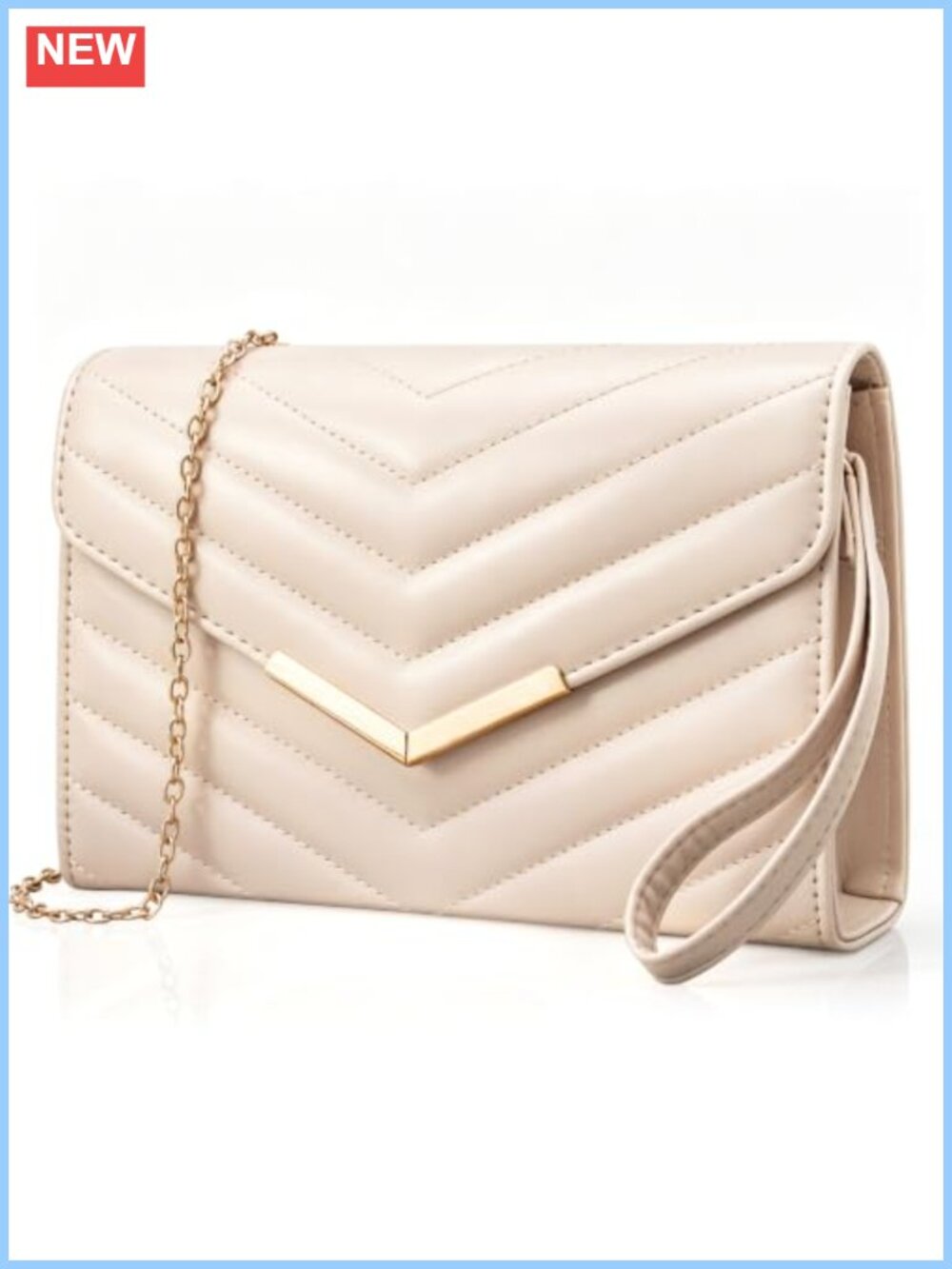 Quilted Clutch Purse PU Leather Envelope Evening Handbag Wristlet Chain